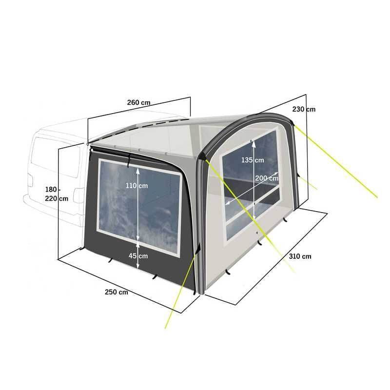 REIMO TENT Bus-Sonnenvordach ANTIGUA AIR 310 x 250 cm - 90688