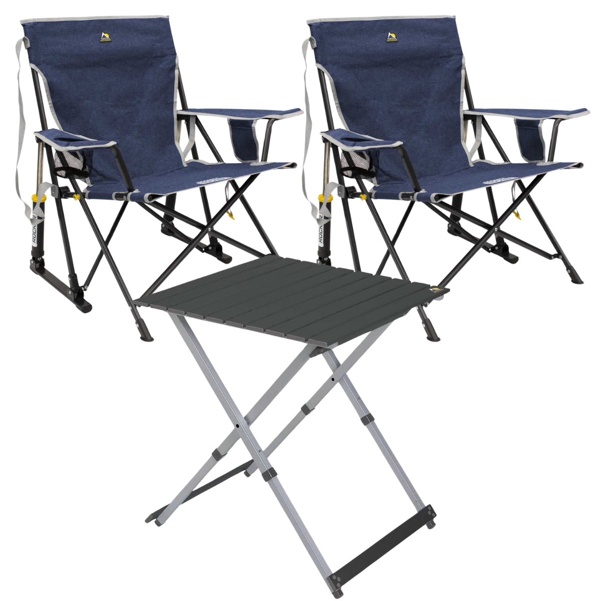 Set GCI Tisch Camp Table 25 - 2 Schaukelstuehle Kickback Rocker Heathered Indigo - 410145 39226