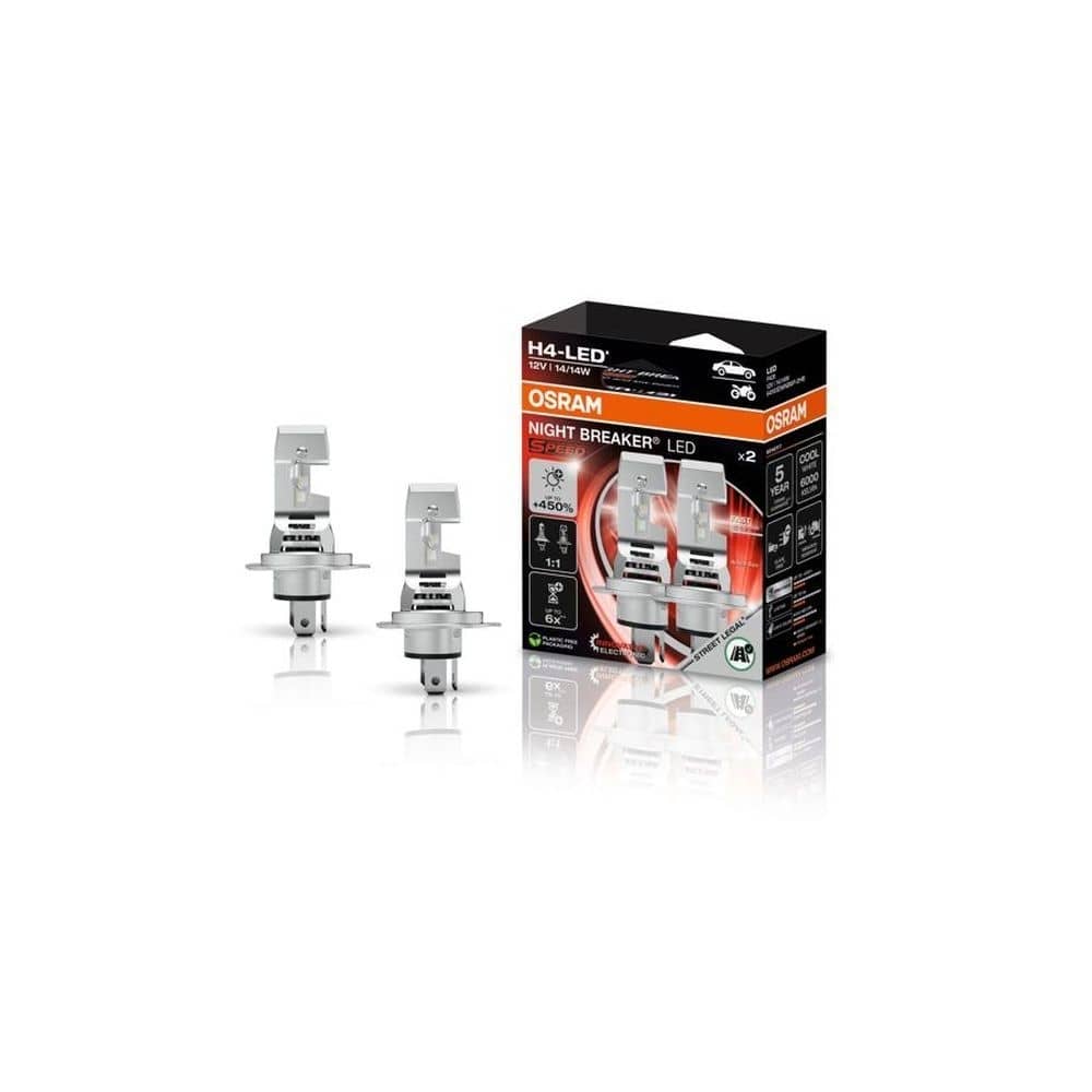 OSRAM NIGHT BREAKER® LED SPEED H4 450 Fern- und Abblendlichtlampe 2er-Set - 64193DWNBSP-2HB