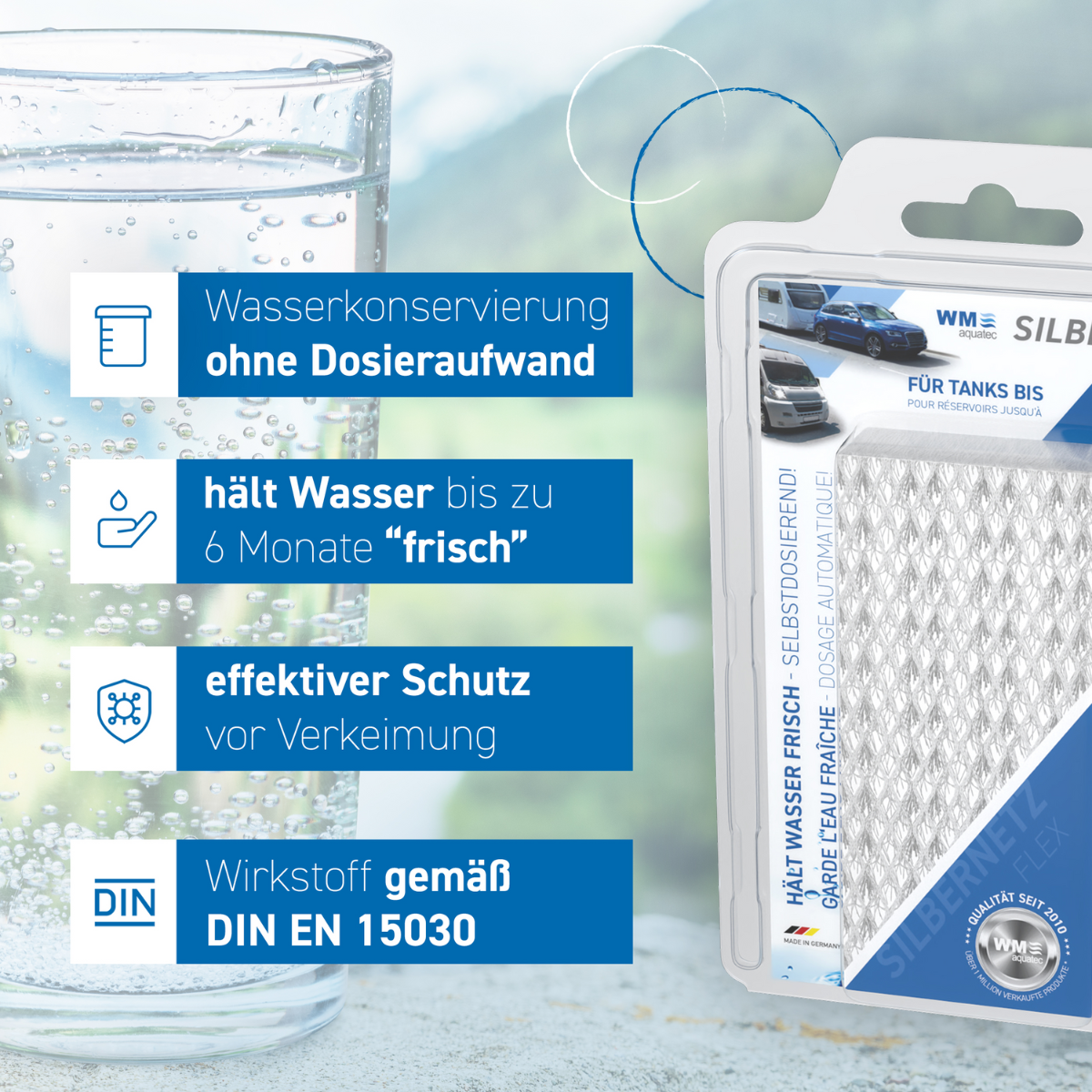 WM AQUATEC SILBERNETZ FLEX Wasserkonservierung fuer Tankgroessen bis 100 L - SIPA80