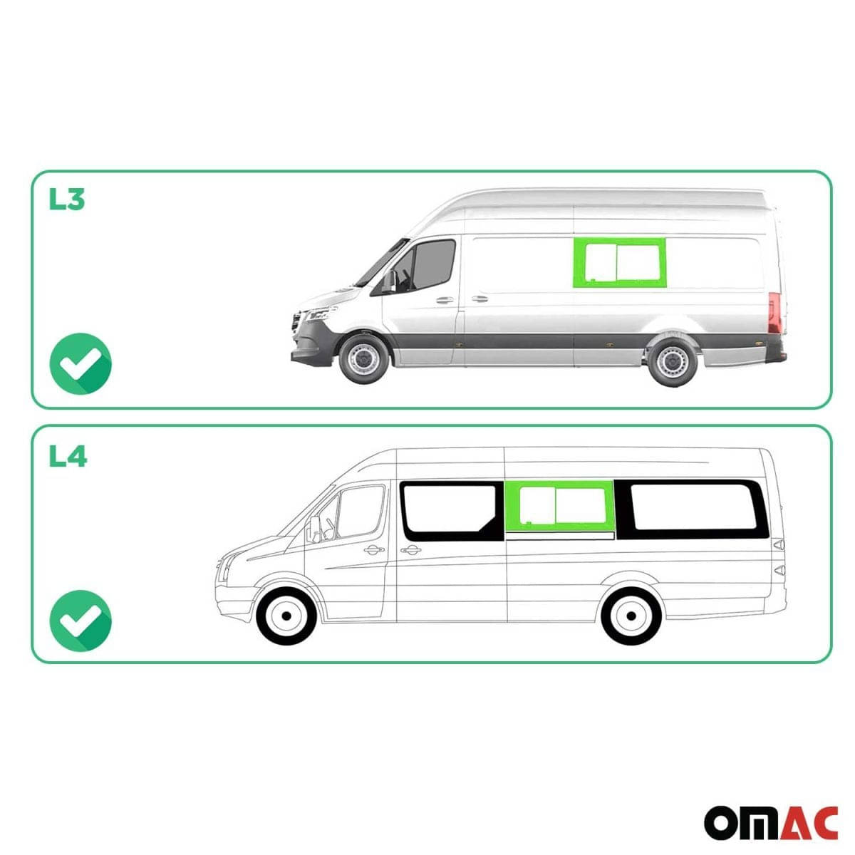 OMAC Seitenfenster Schiebefenster MB Sprinter W906 L3/L4 Bj. 2006-2018 Mitte Links Schiebetür OMAC Seitenfenster Schiebefenster MB Sprinter W906 L3-L4 Bj. 2006-2018 Mitte Links Schiebetuer - 4724405-1MSDSL