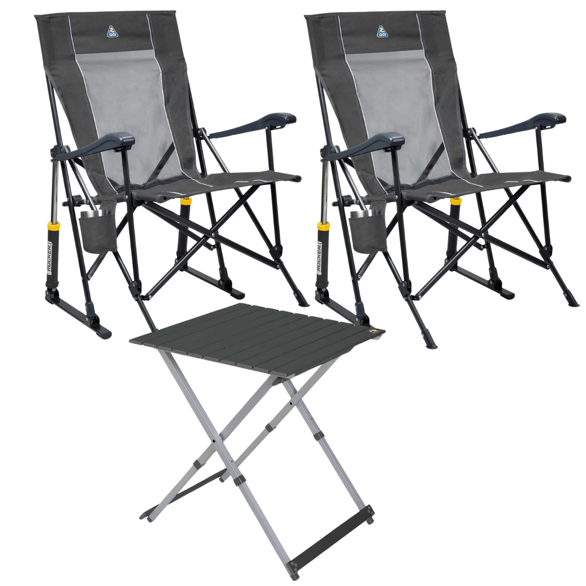 Set GCI Tisch Camp Table 25 - 2 Schaukelstuehle RoadTrip Rocker Dark Charcoal - 376339 39226