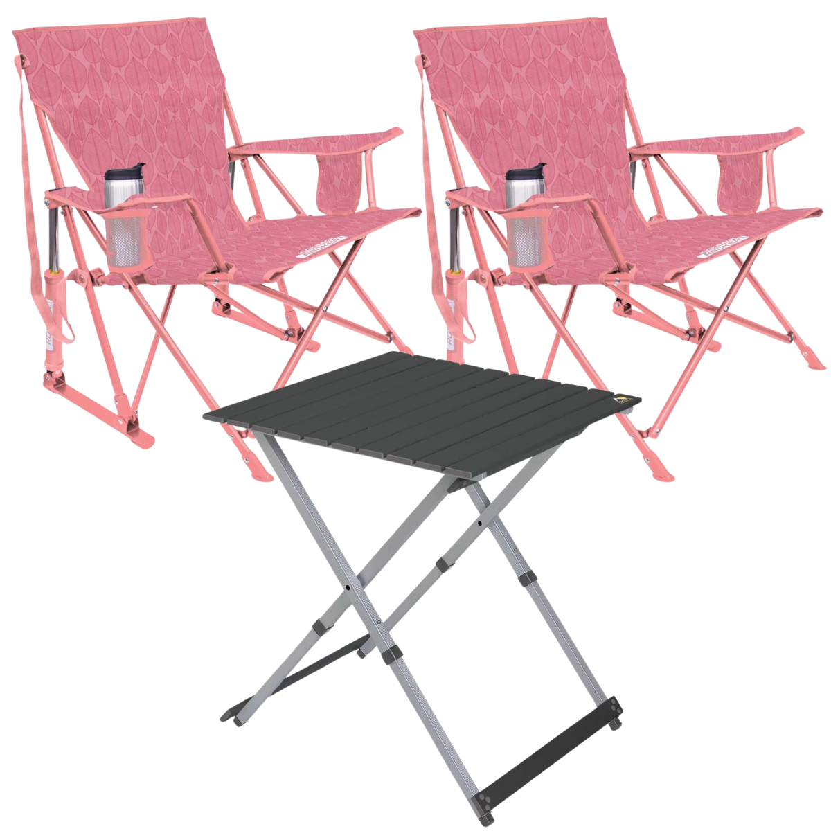 Set GCI Tisch Camp Table 25 - 2 Schaukelstuehle Kickback Rocker Leaf Soft Pink - 410330 39226