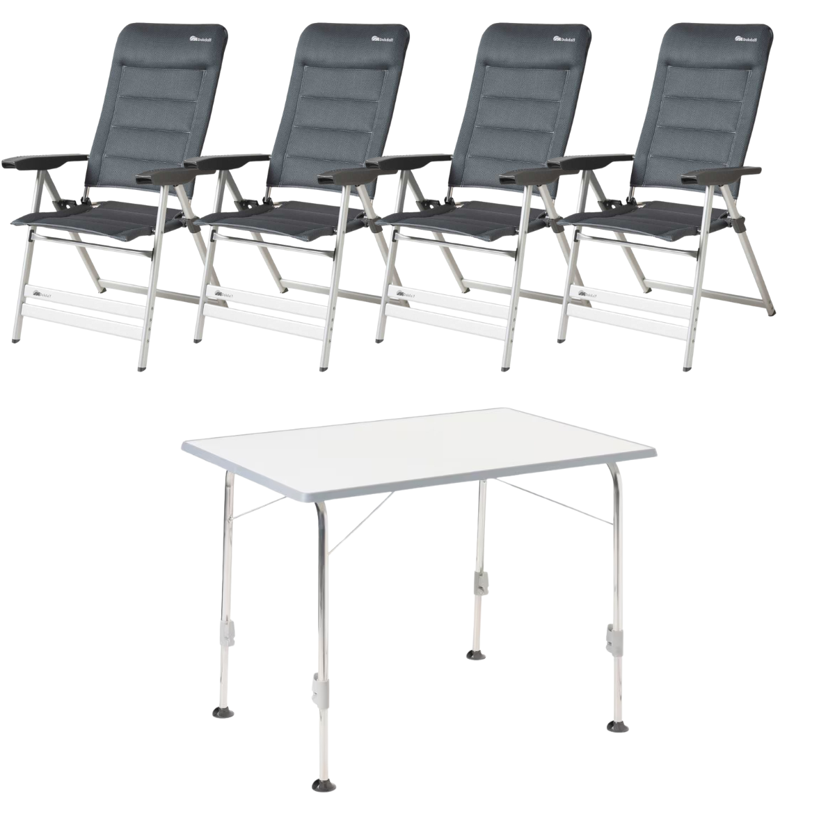 DUKDALF Stuhl Sublime 3D Mesh anthrazit 4er-Set - Tisch STABILIC III 115x70 cm hellgrau - 41-13-8800-4 40-24-1157.0