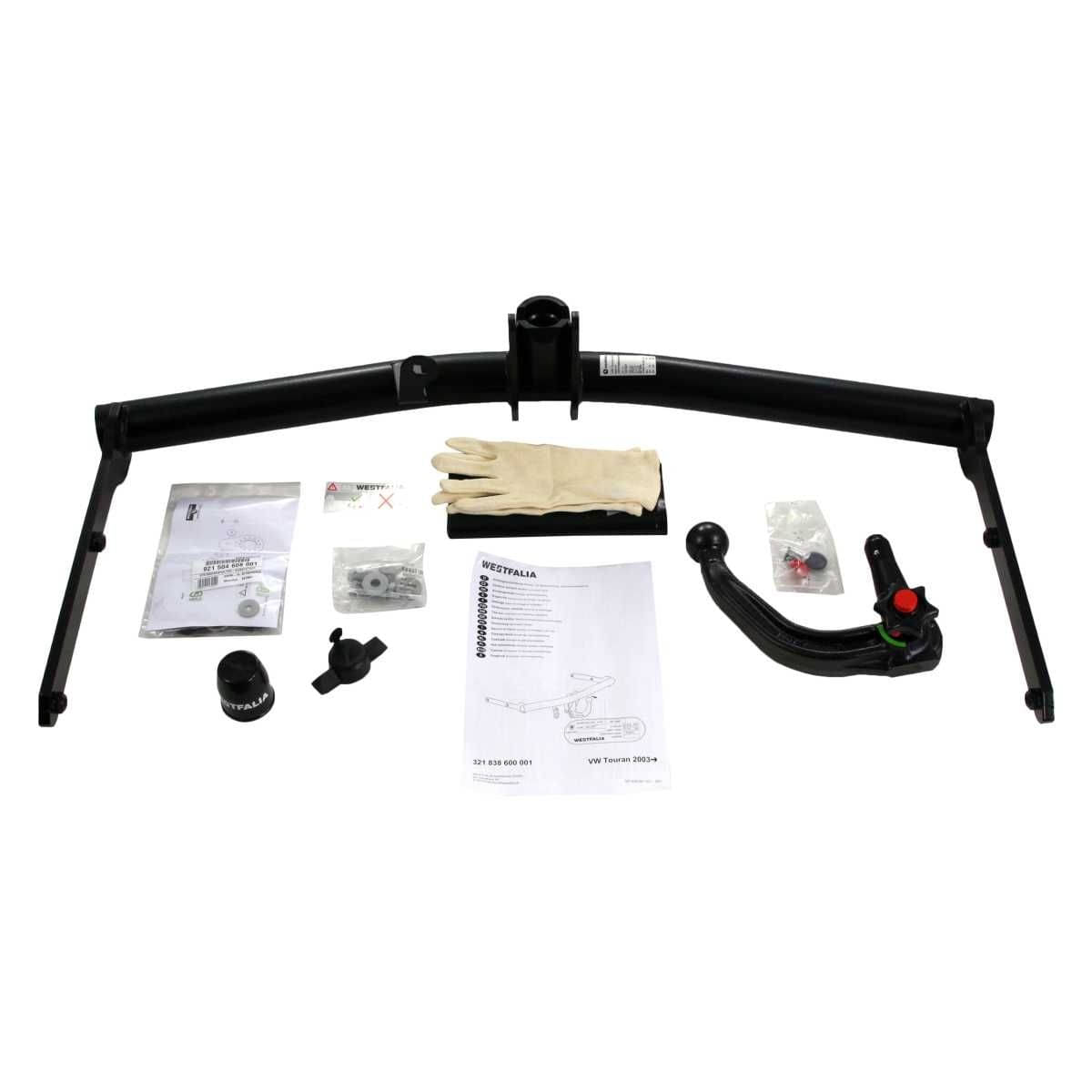 Westfalia Abnehmbare Anhaengerkupplung fuer VW Touran -inkl Cross- -BJ 03-2003-09-2015- - im Set mit 13-pol. fahrzeugspezifischem Elektrosatz - 321838900113