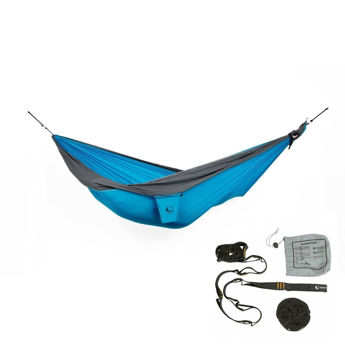 TICKET TO THE MOON King Size Hammock Haengematte Aqua - Dark Grey inkl. Moon Straps - TMK1503 TMSTRAP