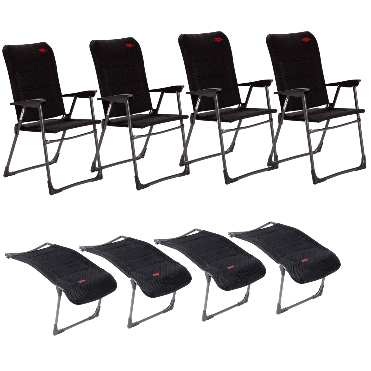 CRESPO Campingstuhl Air Deluxe AP-218-ADS schwarz - Beinauflagen RP-215-AD 4er-Set - 1148301 1104883