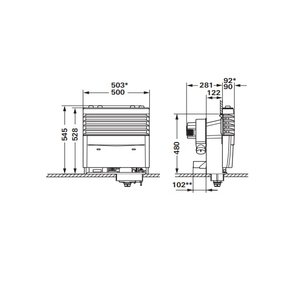 Heizungset- Heizung inkl. Einbaukasten- Verkleidung Standard