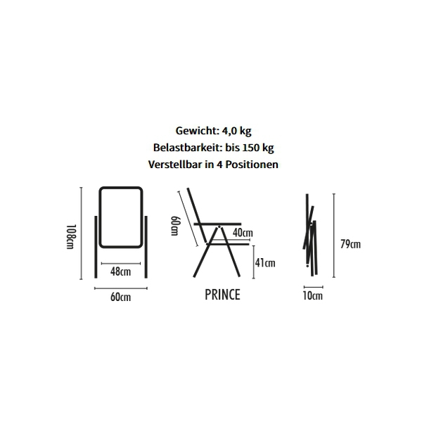 Set 1 Tisch WESTFIELD Aircolite Extender Tisch 120 x 80 cm faltbar - Performance Series - 201-17301 und 2 Stuehle WESTFIELD Prince Stuhl anthracite grey - Performance Series - 201-986 AG