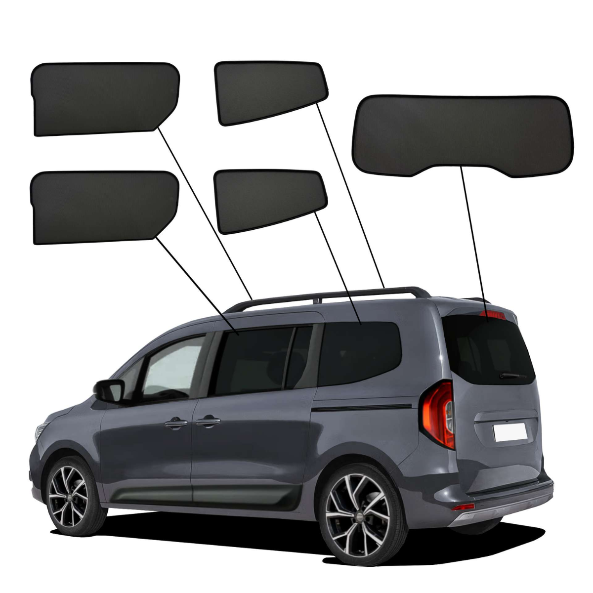 WINDESA SunClip Sonnenschutz - Sichtschutz Renault Grand Kangoo ab Bj. 2024 Set ABC - sun-10488abc
