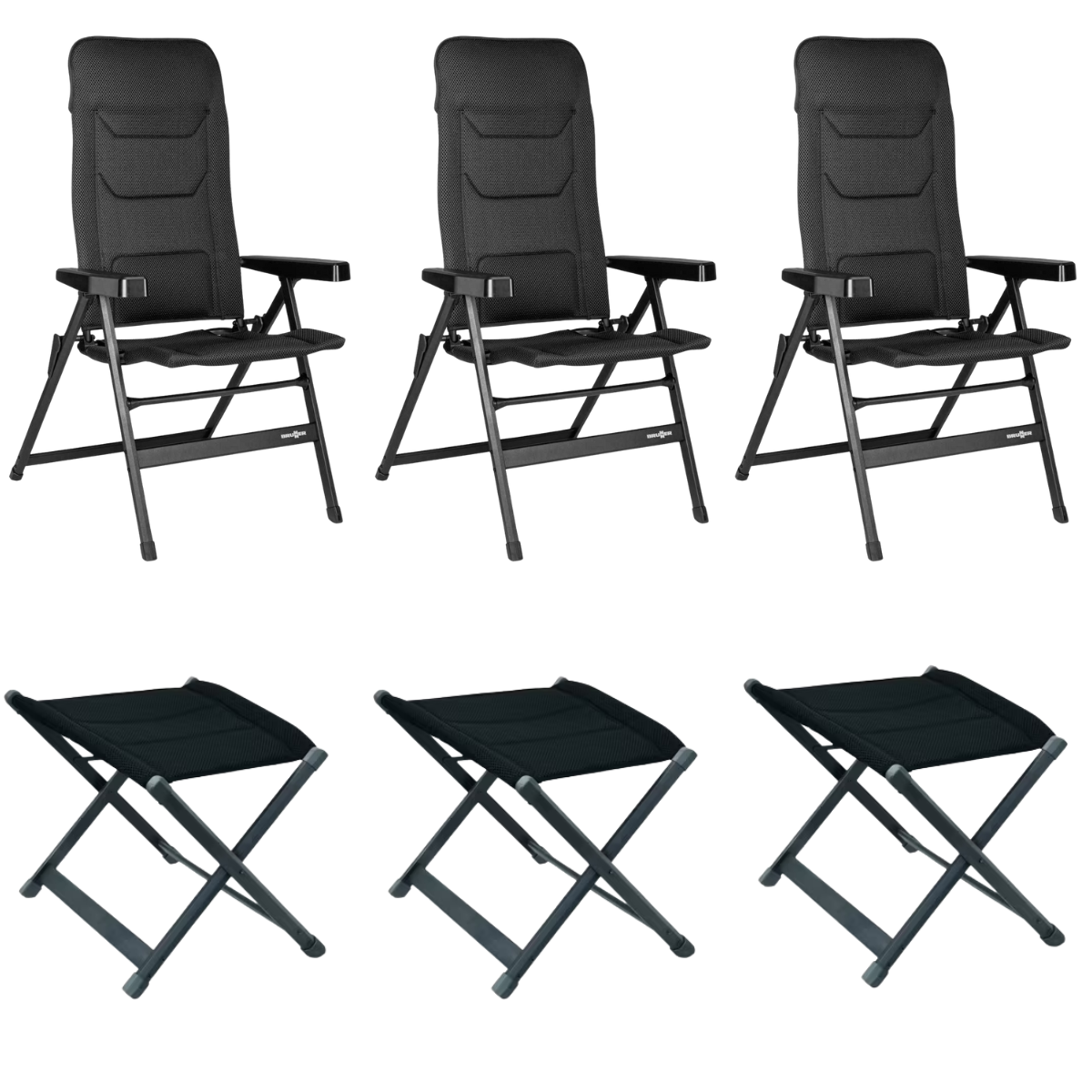 BRUNNER Campingstuhl REBEL 3D Pro - Medium Anthrazit mit freistehenden Beinauflagen 3er-Set - 0404002N-C69M 0404004N.C69