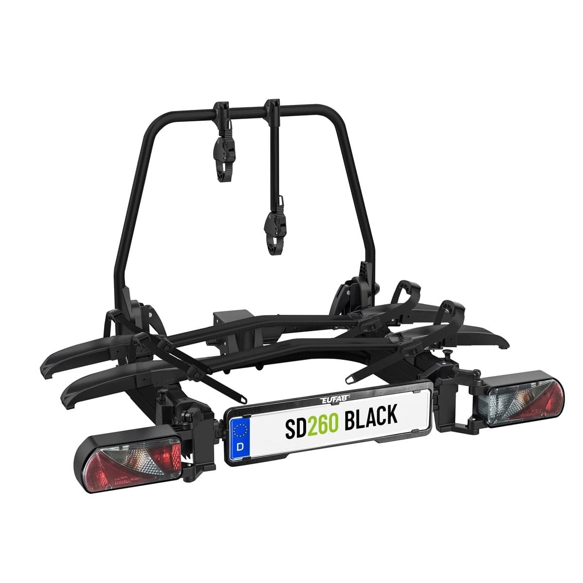 EUFAB SD260 black Fahrradträger ausziehbar für 2 Räder Hecktüren 11619 - geprüfte B-Ware Fahrradtraeger EUFAB SD260 ausziehbar fuer 2 Raeder Hecktueren 11619 - Speziell für Pkw- Kastenwagen Vans und Wohnmobile mit Flügeltüren