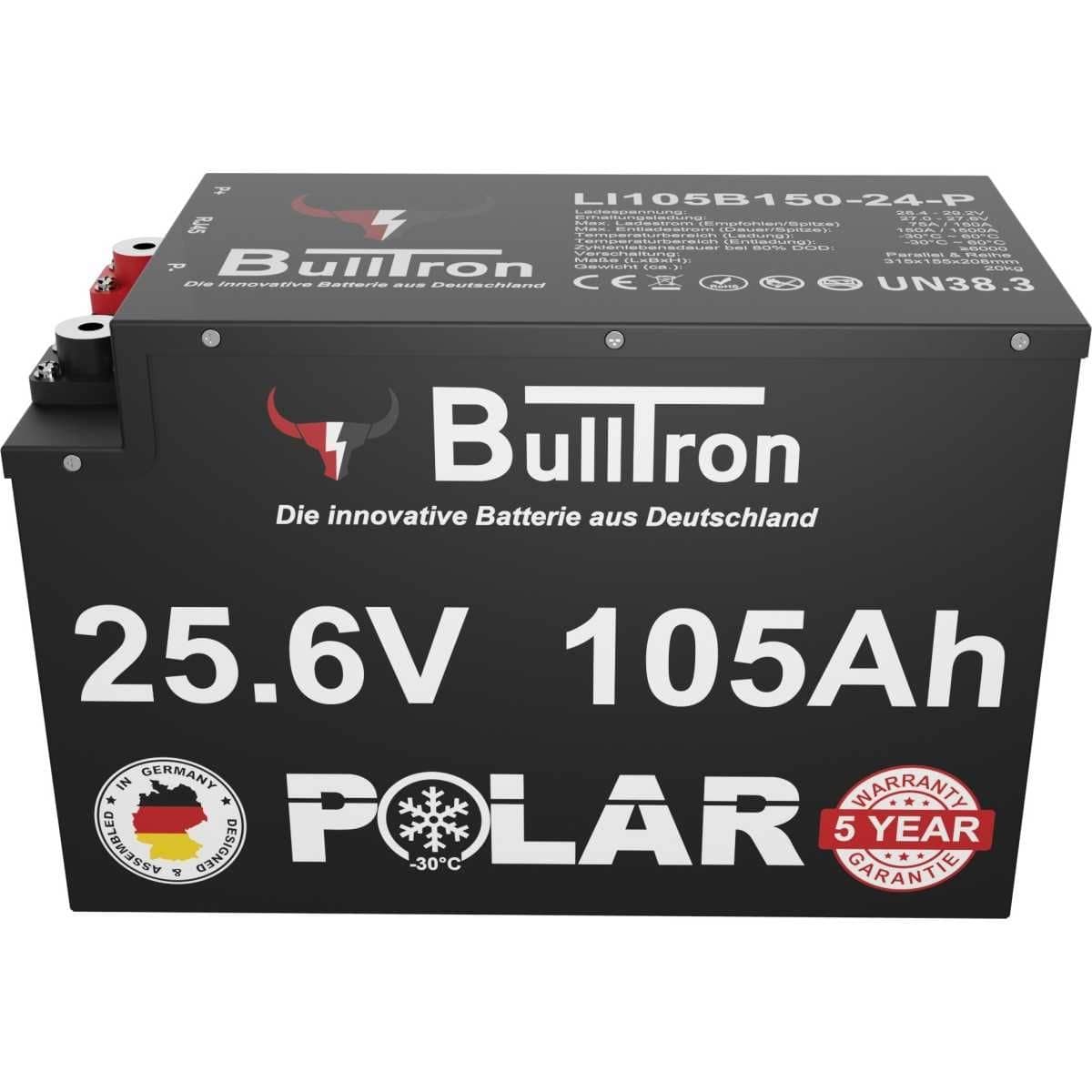 BULLTRON Lithiumbatterij POLAR 105Ah 24V incl. BMS 150A continue stroom & app BULLTRON Lithium-Batterie POLAR 105Ah 24V inkl. BMS 150A Dauerstrom - App - LI105B150-24-P