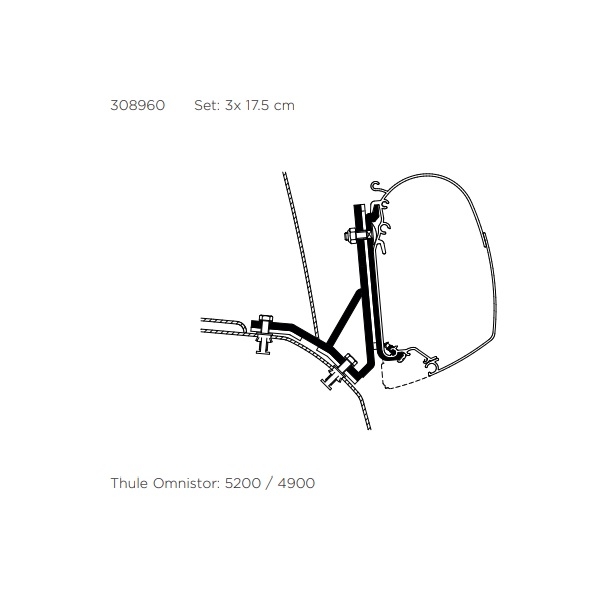 THULE Adapter Fiat Ducato H2 Lift Roof Iveco fuer Markise 5200 308960