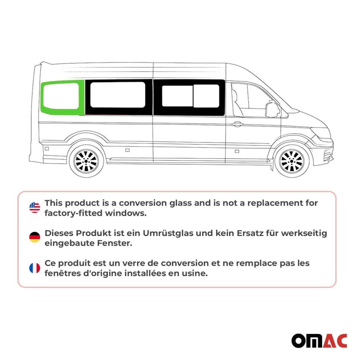 OMAC Seitenfenster Seitenscheibe MAN TGE L3 ab Bj. 2017 Mitte Rechts OMAC Seitenfenster Seitenscheibe MAN TGE L3 ab Bj. 2017 Mitte Rechts - A050827
