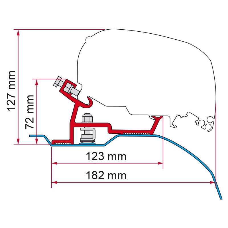 Markise FIAMMA F80 S 400 Royal grey Gehaeuse weiss inkl. Adapter Fiat Ducato Citroen Jumper Peugeot Boxer H2 L4