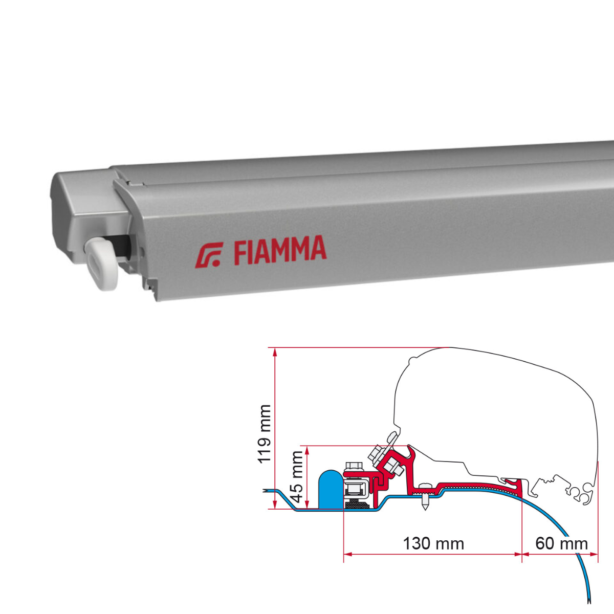 Markise FIAMMA F80 S 320 Royal grey Huis titanium incl. Adapterkit Iveco Daily IV H2 L2 vanaf 2006 - Markise FIAMMA F80 S 320 Royal grey Gehaeuse titanium inkl. Adapterkit Iveco Daily IV H2 L2 ab 2006 - - 07832B01R 98655-733