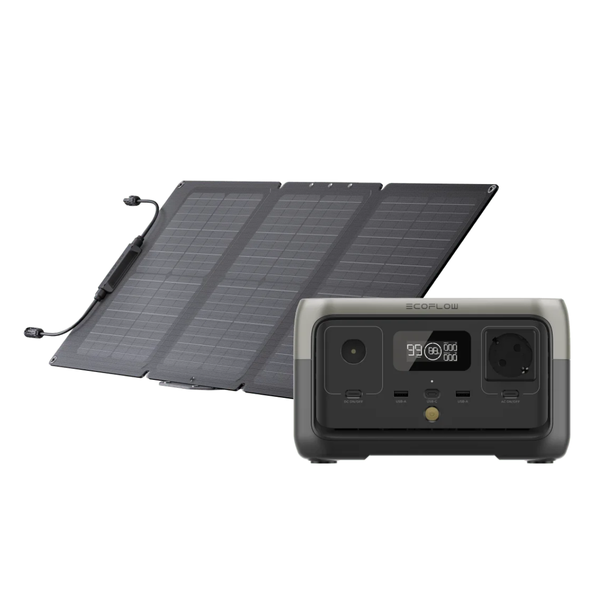 EcoFlow RIVER 2 Tragbare Powerstation mit 60 W Solarpanel - ZMR600-B-EU-EFSOLAR60