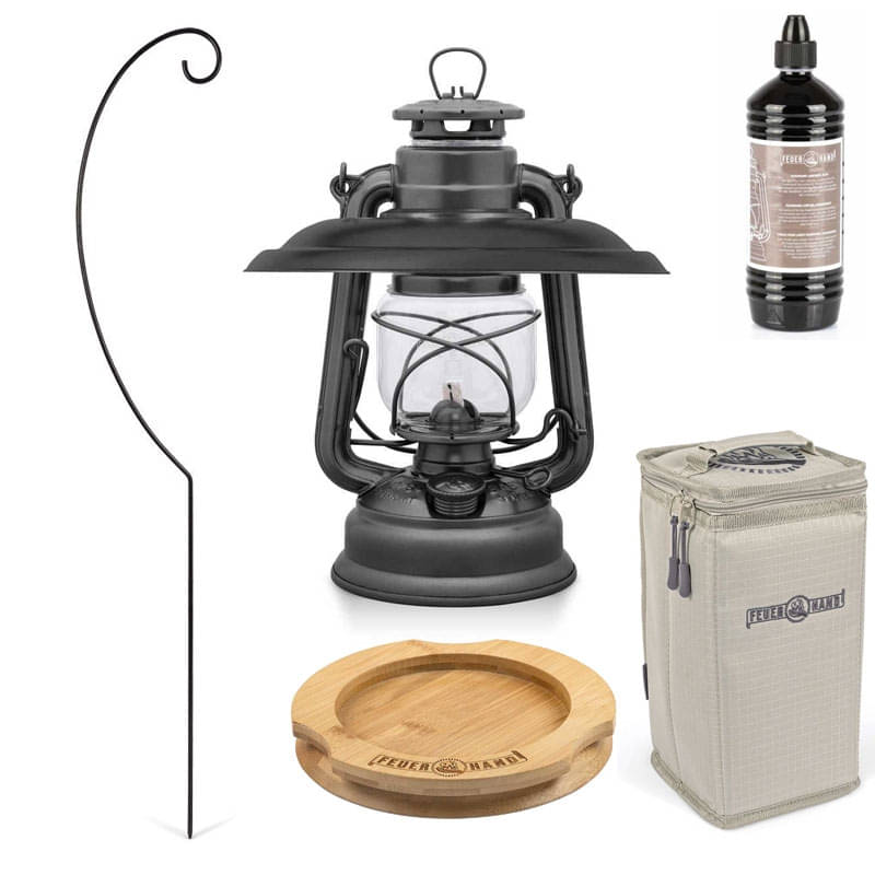 FEUERHAND Sturmlaterne 276 Sparkling Iron Premium-Set 3.0
