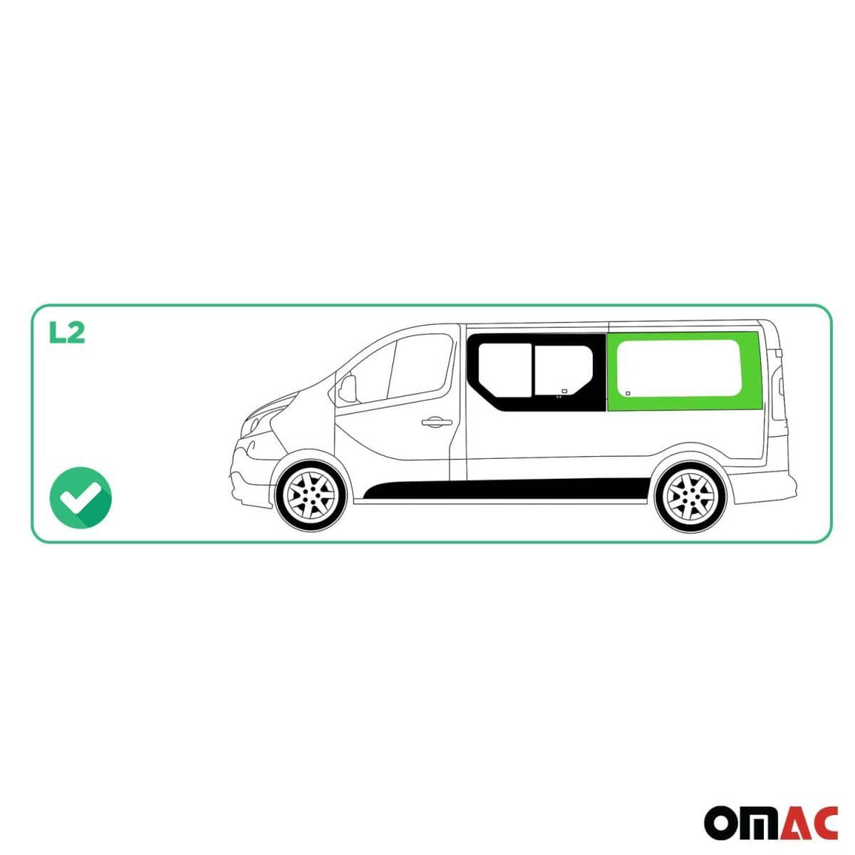 OMAC Seitenfenster Seitenscheibe Nissan Primastar L2 Bj. 2001-2014 Hinten Links - 6121405L-1RSFL