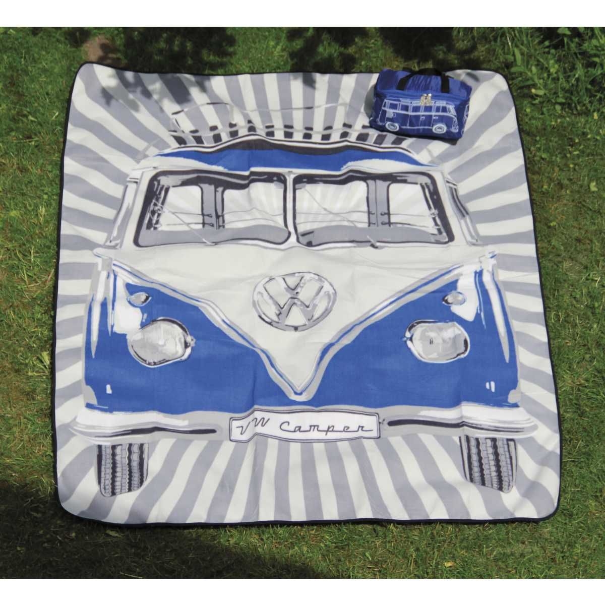 VW Collection VW T1 Bulli Bus Picknickdecke blau 200x150 cm - BUPB02