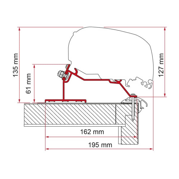 FIAMMA Adapter Caravan Roof 600 cm fuer Markise F80 98655Z076