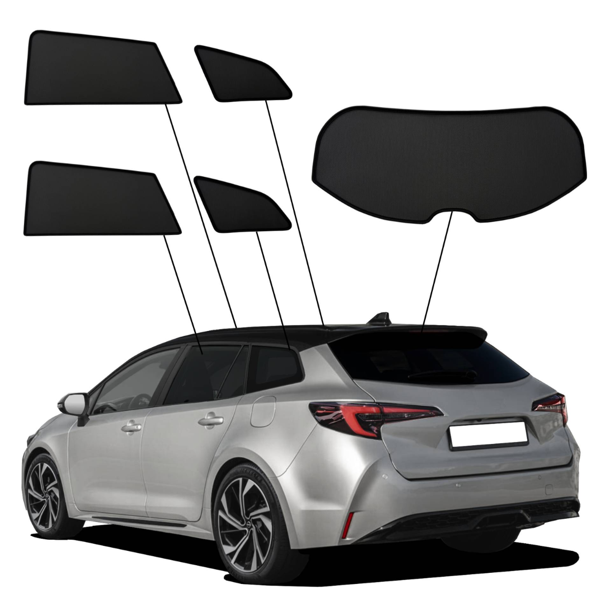 WINDESA SunClip Sonnenschutz - Sichtschutz Toyota Corolla Touring Sports ab Bj. 2019 Set ABC - sun-10492abc