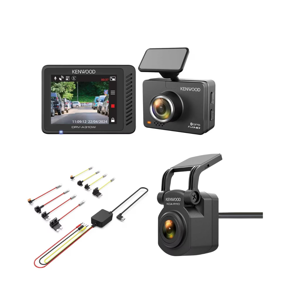 KENWOOD DashCam DRV-A310W Komplett-Set mit KCA-R110 und CA-DR1130