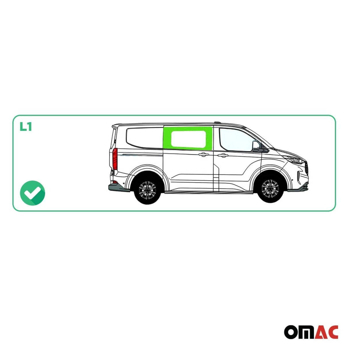 OMAC Seitenfenster Seitenscheibe Ford Transit Custom V710 L1/L2 ab Bj. 2023 Schiebetür Rechts OMAC Seitenfenster Seitenscheibe Ford Transit Custom V710 L1-L2 ab Bj. 2023 Schiebetuer Rechts - 2659405-1FSDFR