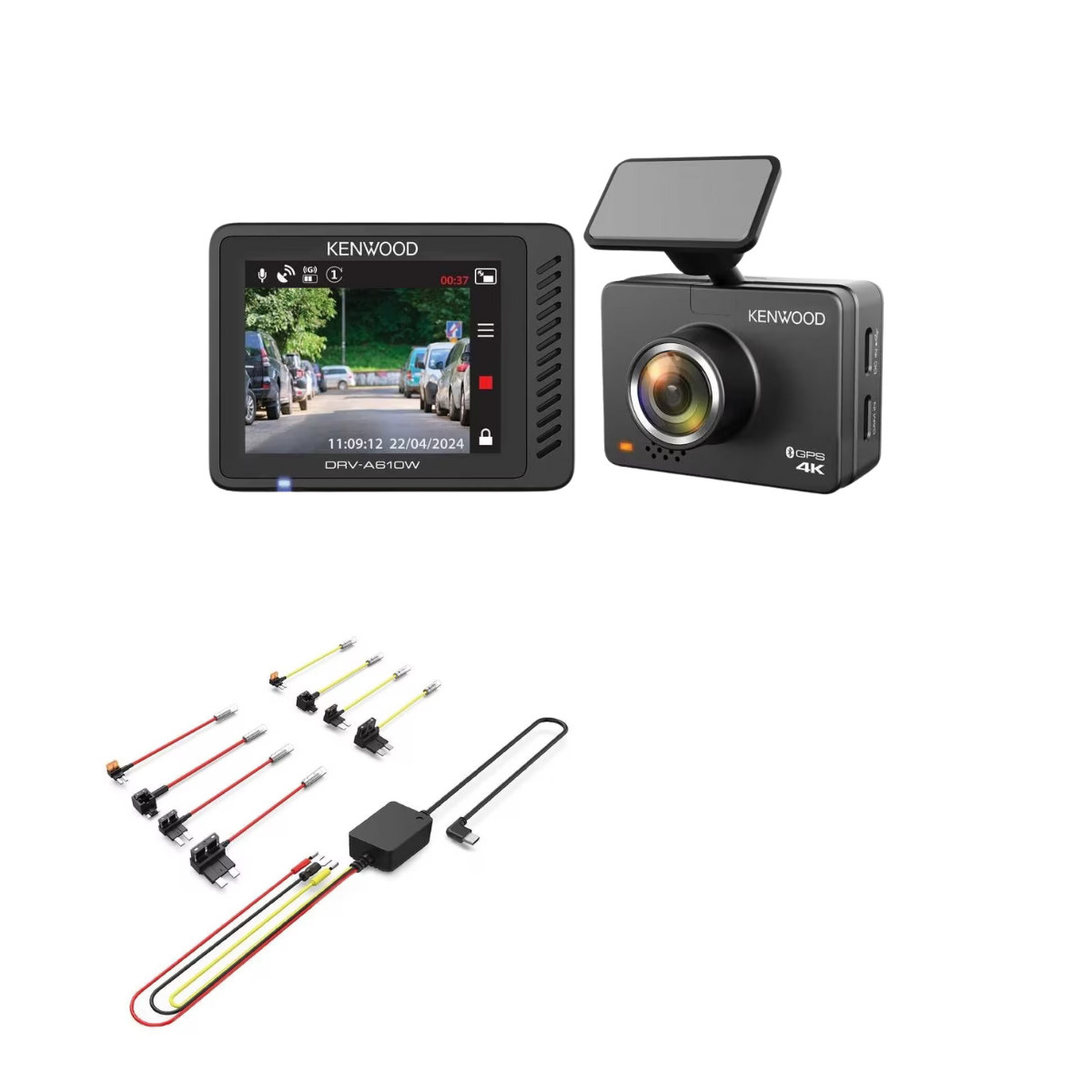 KENWOOD DashCam DRV-A610W inkl. Anschusskabel Festeinbau CA-DR1130