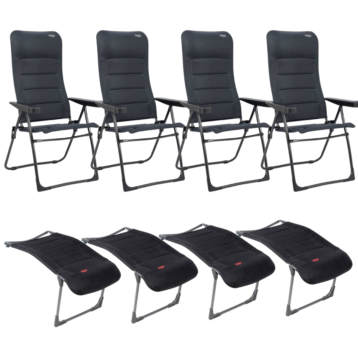 CRESPO Campingstuhl Air Deluxe AP-215-AD schwarz - Beinauflagen RP-215-AD 4er-Set - 1148026 1104883