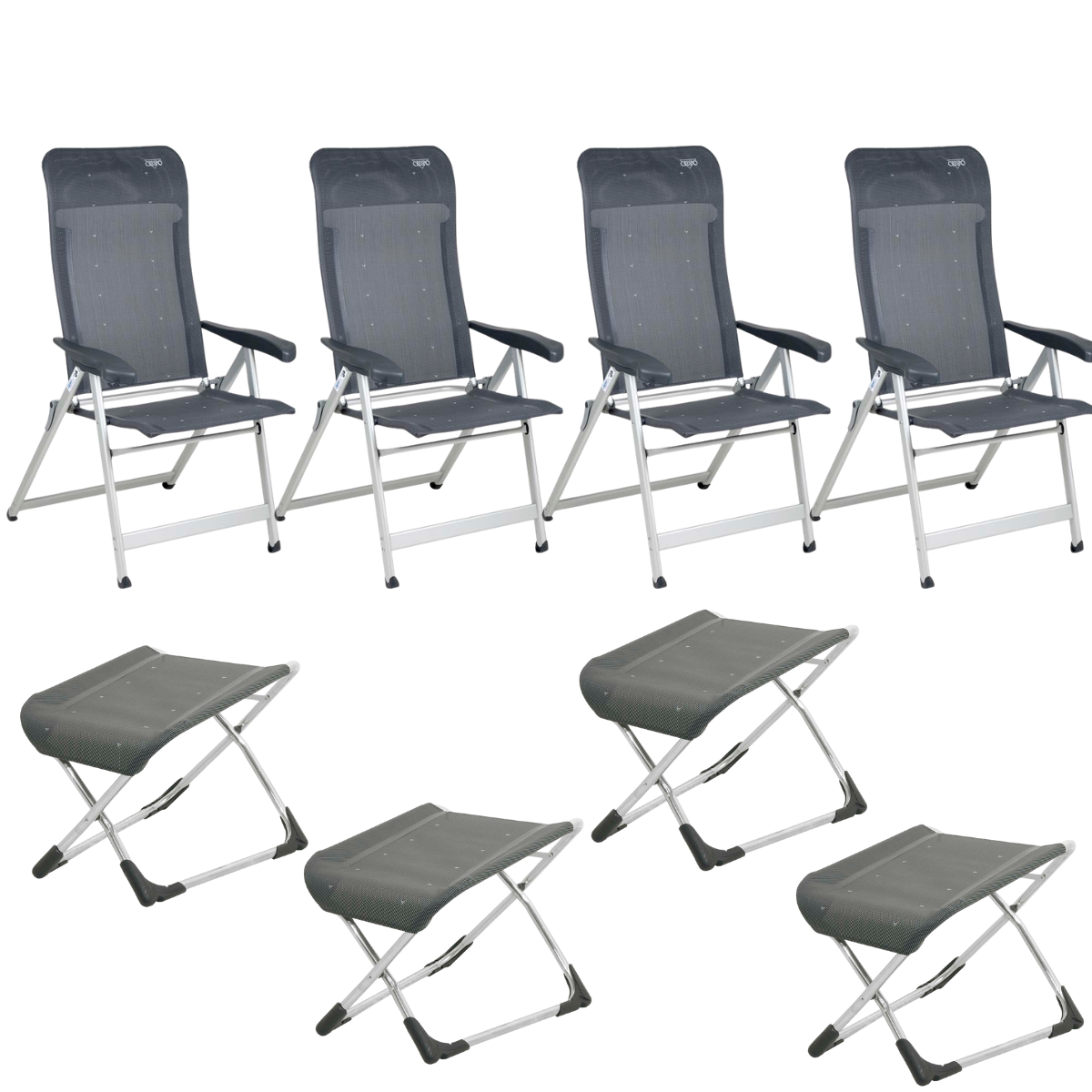 CRESPO Campingstuhl Classic AL-237 anthrazit - freistehende Beinauflagen AL-231 4er-Set - 1149082 1104940