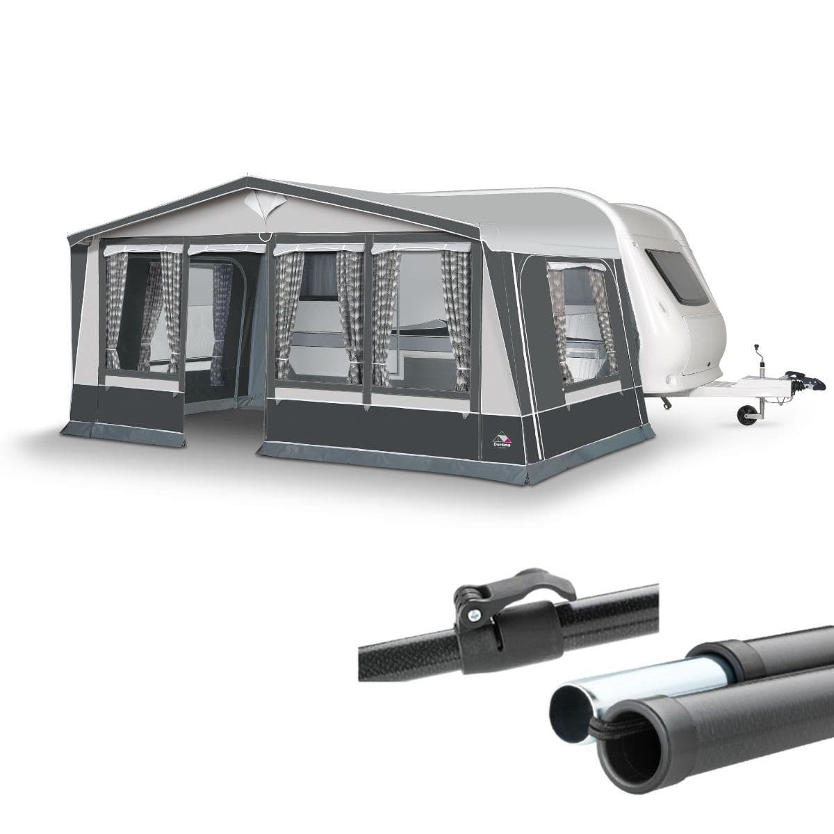 DOREMA Wohnwagen-Vorzelt IBIZA XL DELUXE- Gr. 8- Umlauf 825 - 850 cm- Tiefe 270 cm- Fibretech Plus Gestaenge - 11468 - FTP 270 02