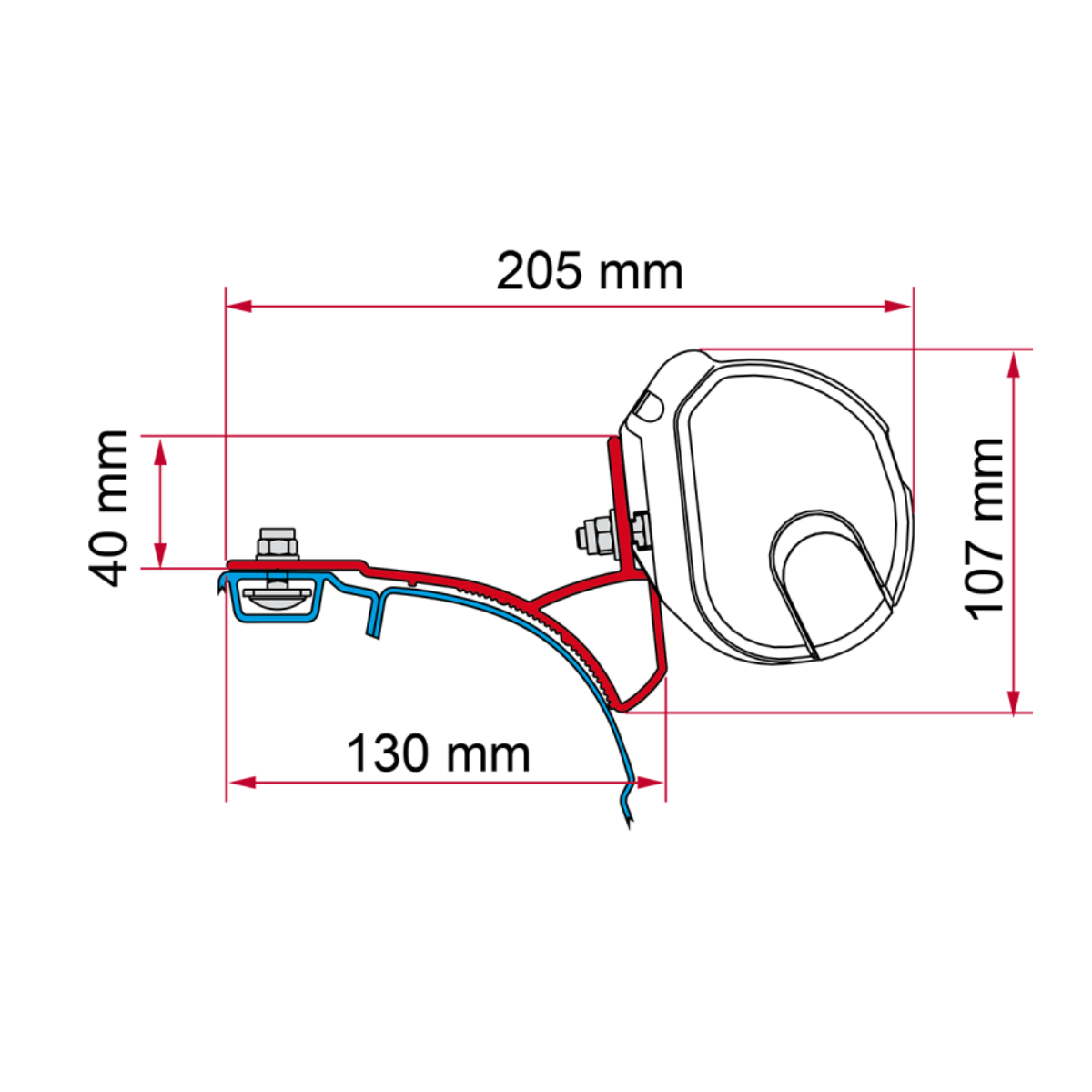 FIAMMA Adapter Kit VW T5 T6 Multivan Transporter mit C-Schiene fuer Markise F35-F35 Pro - 98655R747