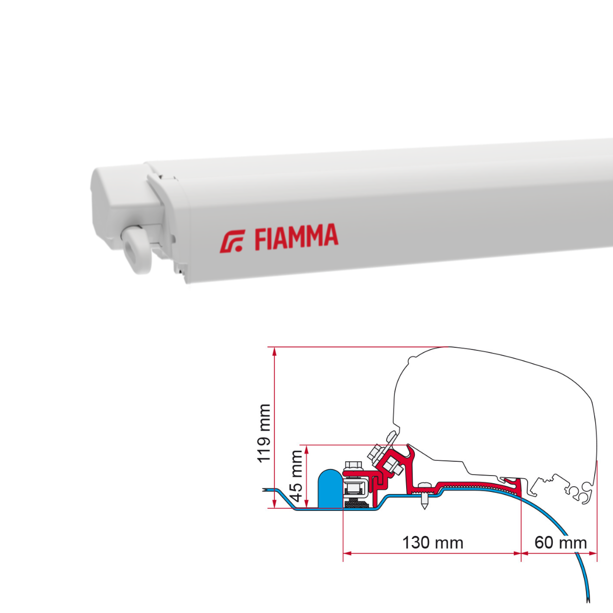 Markise FIAMMA F80 S 320 Royal grey Huis wit incl. Adapterkit Iveco Daily IV H2 L2 vanaf 2006 - 201 Markise FIAMMA F80 S 320 Royal grey Gehaeuse weiss inkl. Adapterkit Iveco Daily IV H2 L2 ab 2006 - 201 - 07830B01R 98655-733