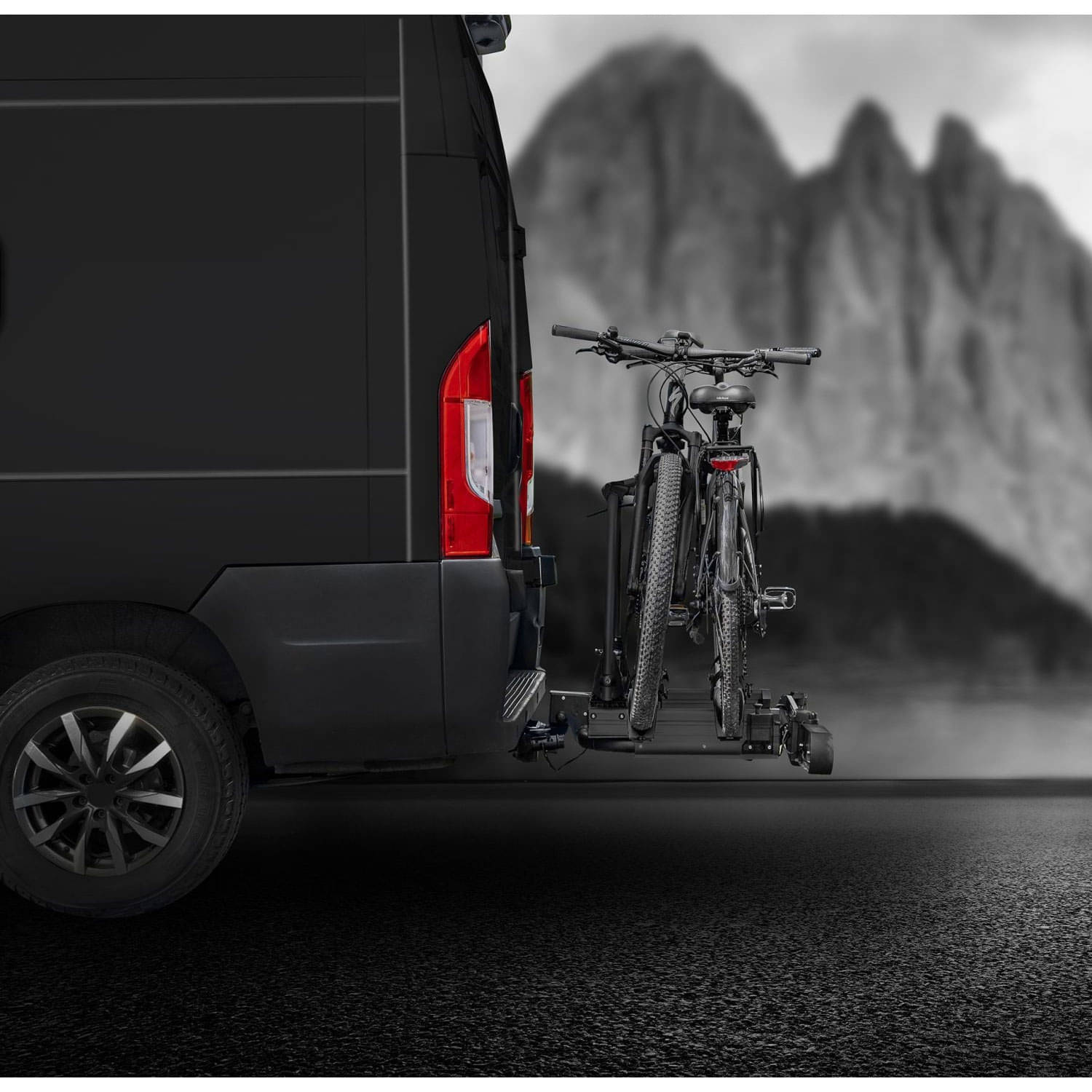 Fahrradtraeger EUFAB SD260 ausziehbar fuer 2 Raeder Hecktueren 11619 - Speziell für Pkw- Kastenwagen Vans und Wohnmobile mit Flügeltüren