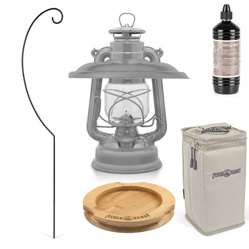 FEUERHAND Sturmlaterne 276 Nordic Grey Premium-Set 3.0