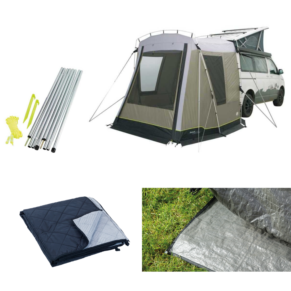 Outwell Busvorzelt Heckzelt Desert Van inkl. Gestaengeset Stahl- Teppich und Unterlage - 111556