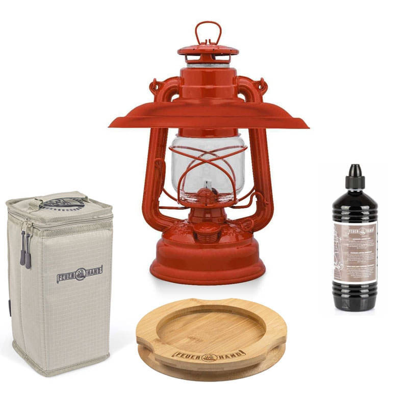 FEUERHAND Sturmlaterne 276 Brick Red Komplett-Set 5.0