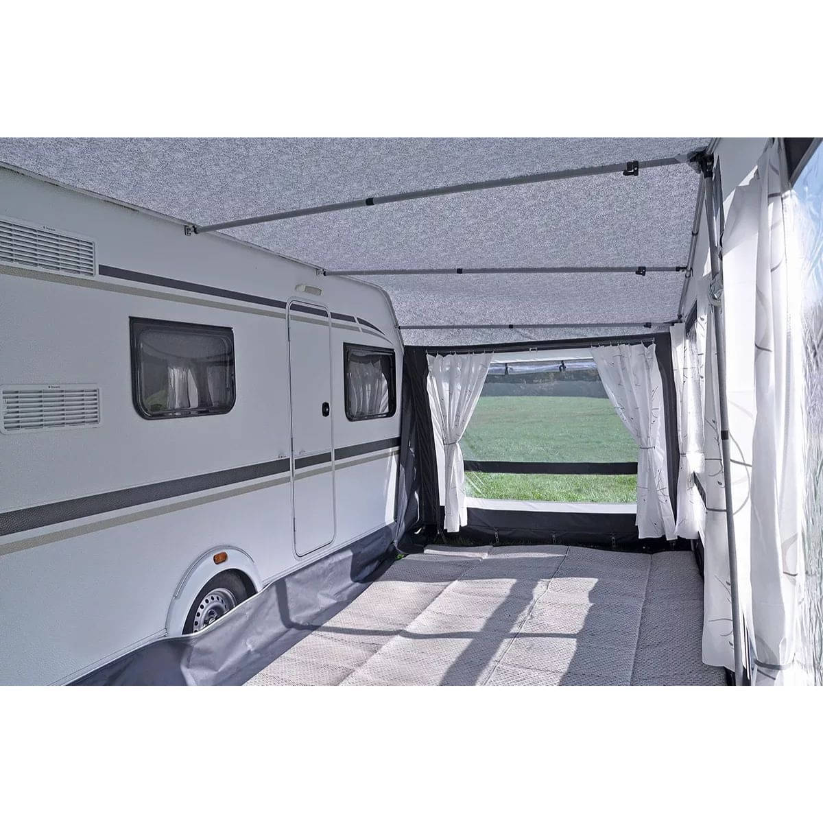 HAHN ZELTE Wohnwagen-Vorzelt MEIRA Gr. 12 Umlaufmass 1086-1120cm Tiefe 240cm 28mm Alu-Gestaenge - Z01053_12