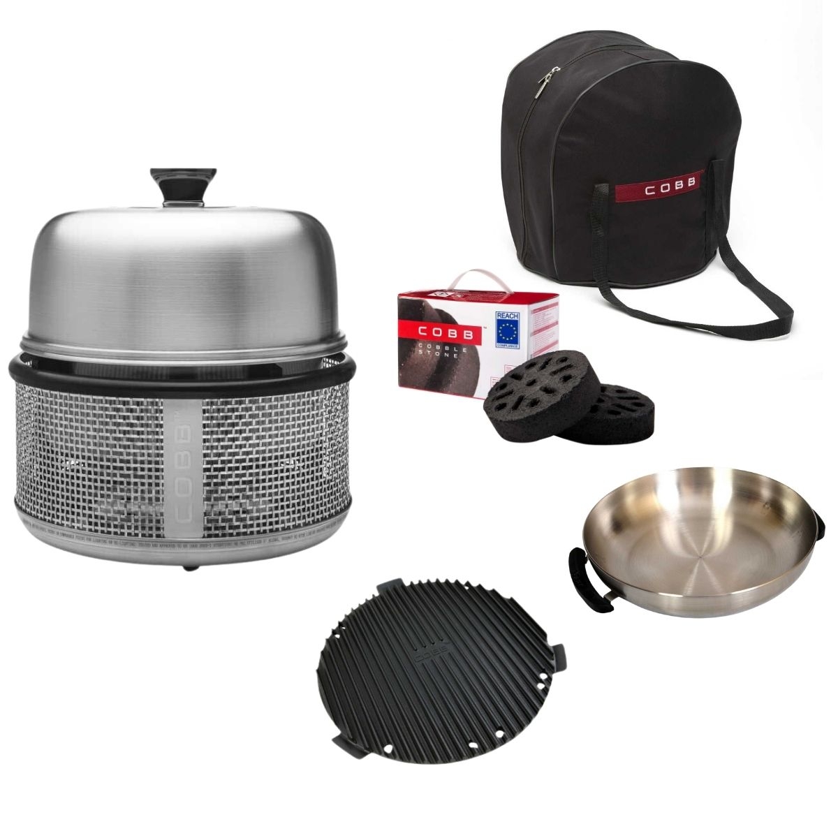 COBB Premier Air Deluxe und Griddle Premier - und Wok und Tasche und Cobble Stone