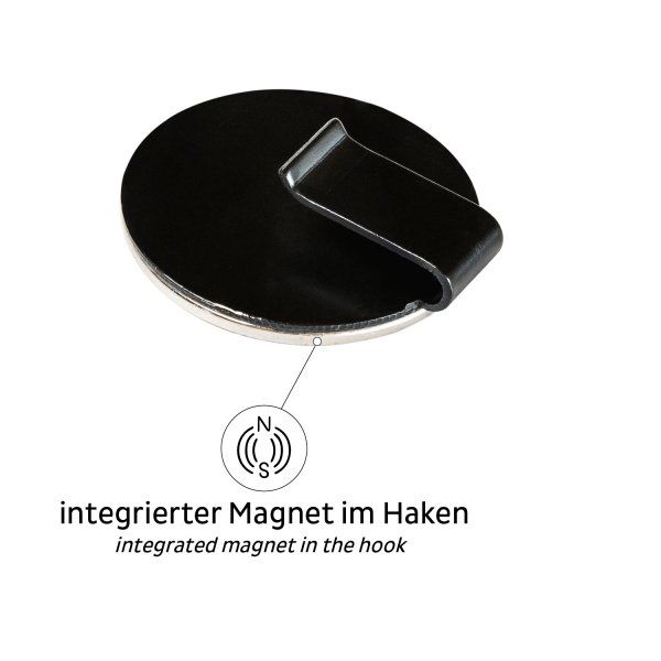 SILWY Magnet Haken CLEVER BLACK inkl. Metall Nano Gel Pad BLACK H000-1BKA-1