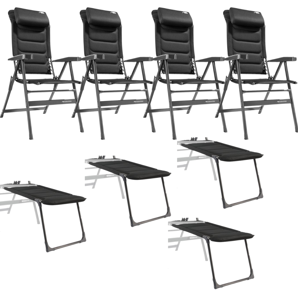 FF Kollektion Stuhl HighQ Comfortable Blackline & Beinauflagen 4er-Set
