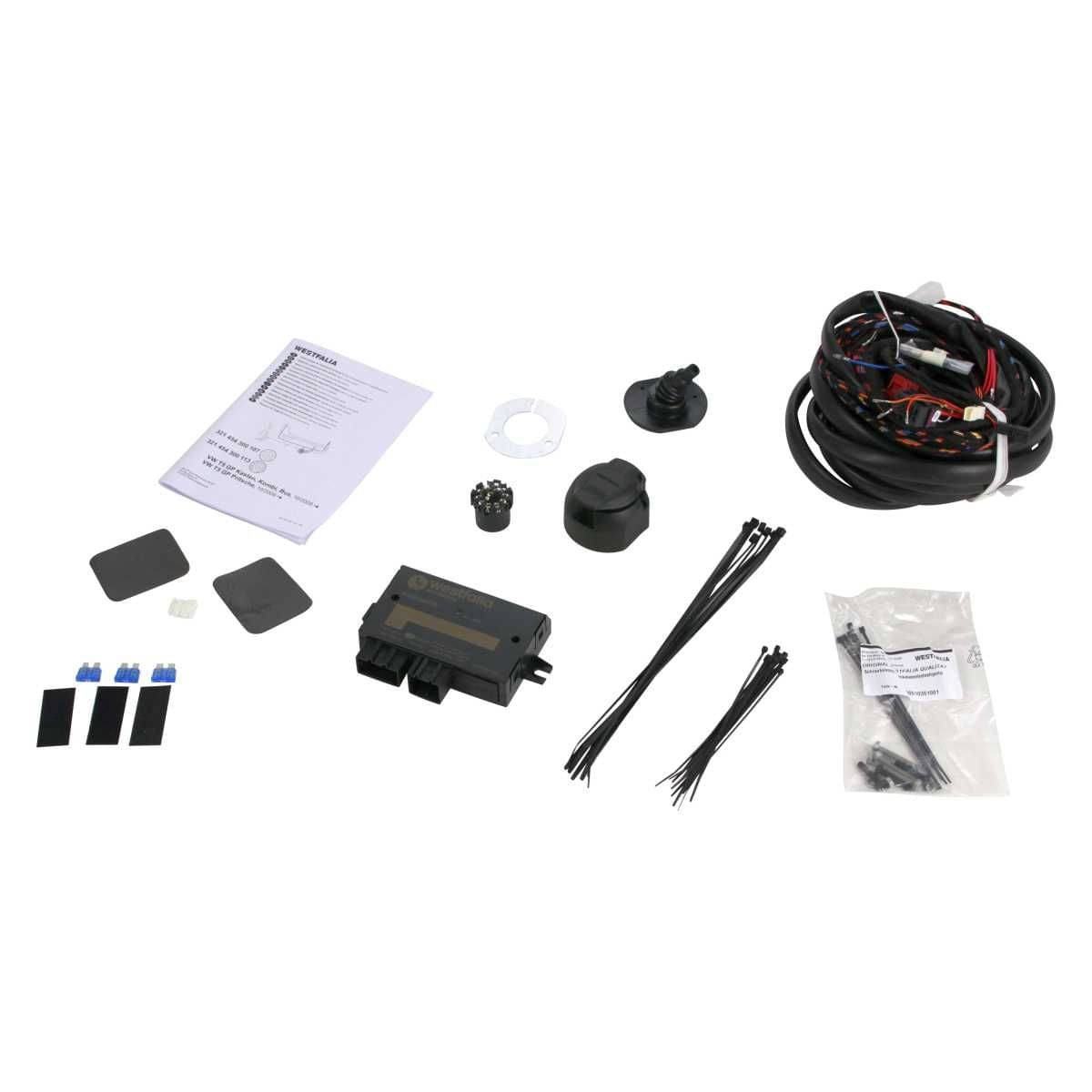 Westfalia Abnehmbare Anhaengerkupplung fuer VW Transporter T5-T6 -Kasten-Kombi- -BJ 10-2009-09-2019- - nur fuer Fzg ohne Vorruestung - im Set mit 13-pol. fahrzeugspezifischem Elektrosatz - 321651900113