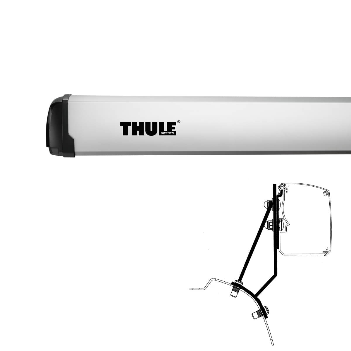 THULE Omnistor Markise 3200 270 cm Gehaeuse eloxiert Tuch Mystic-Grau - 302497