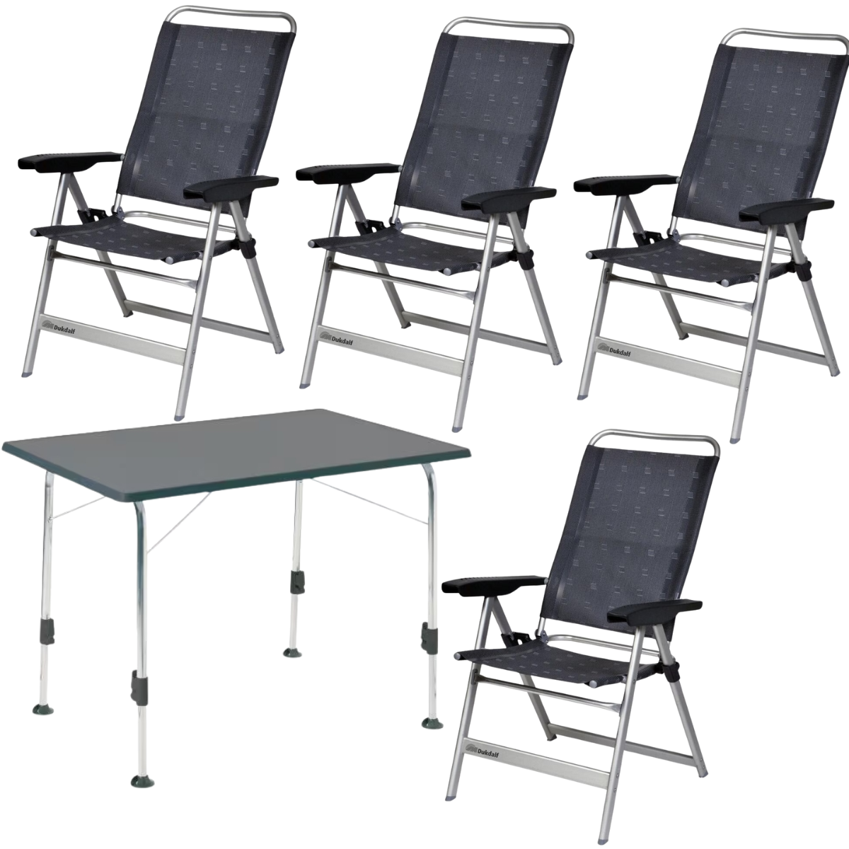 DUKDALF Stuhl Dynamic anthrazit 4er-Set - Tisch STABILIC III 115x70 cm anthrazit - 41-00-0677-4 40-24-1157.4
