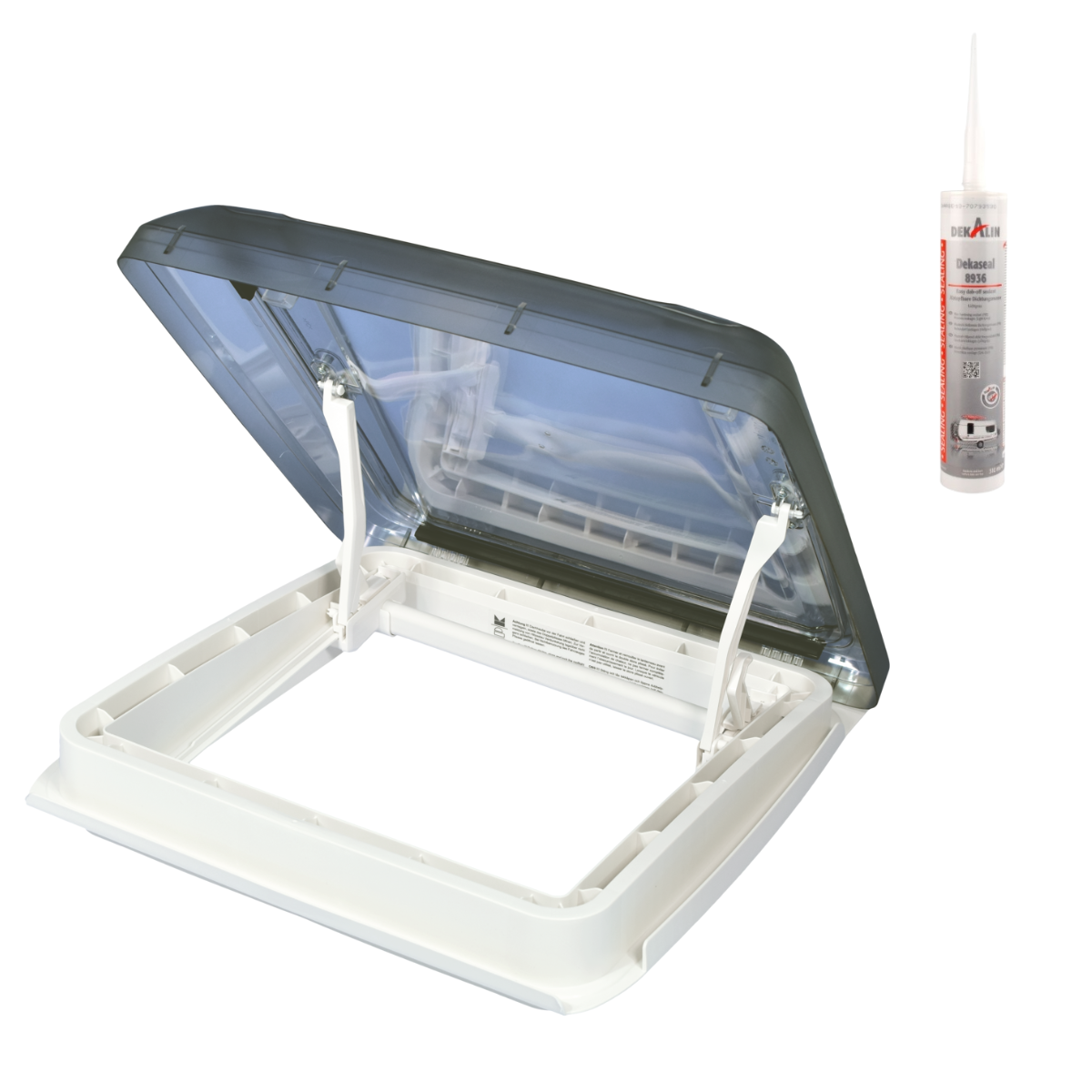 MPK Dachhaube VisionStar M Ausschnitt 40x40 cm 25-60mm cremeweiss ohne LED - DEKAseal 8936 Dichtmasse - 4903PW