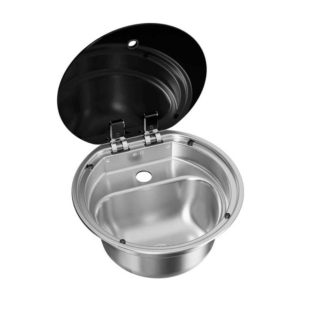 DOMETIC rundes Spuelbecken CVS1350RG- mit Glasabdeckung- Edelstahl - 9600051223