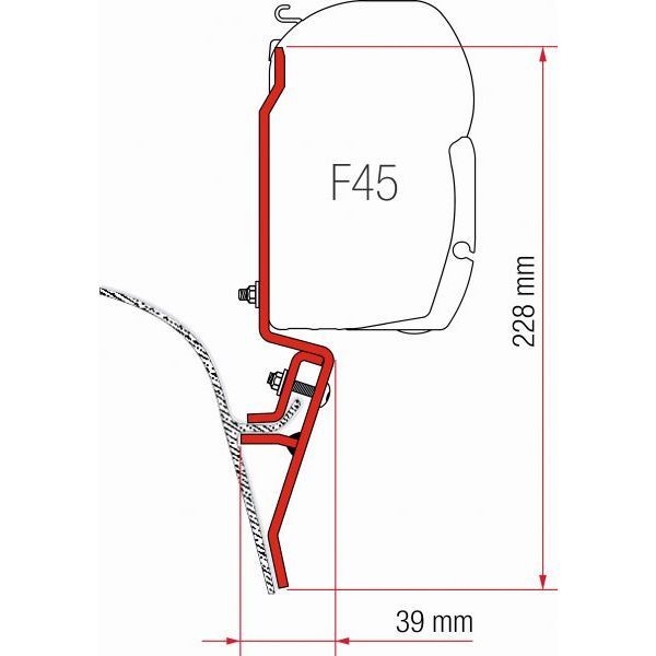 Markise FIAMMA F45 S 260 Royal grey Gehaeuse weiss inkl. Adapter VW T3