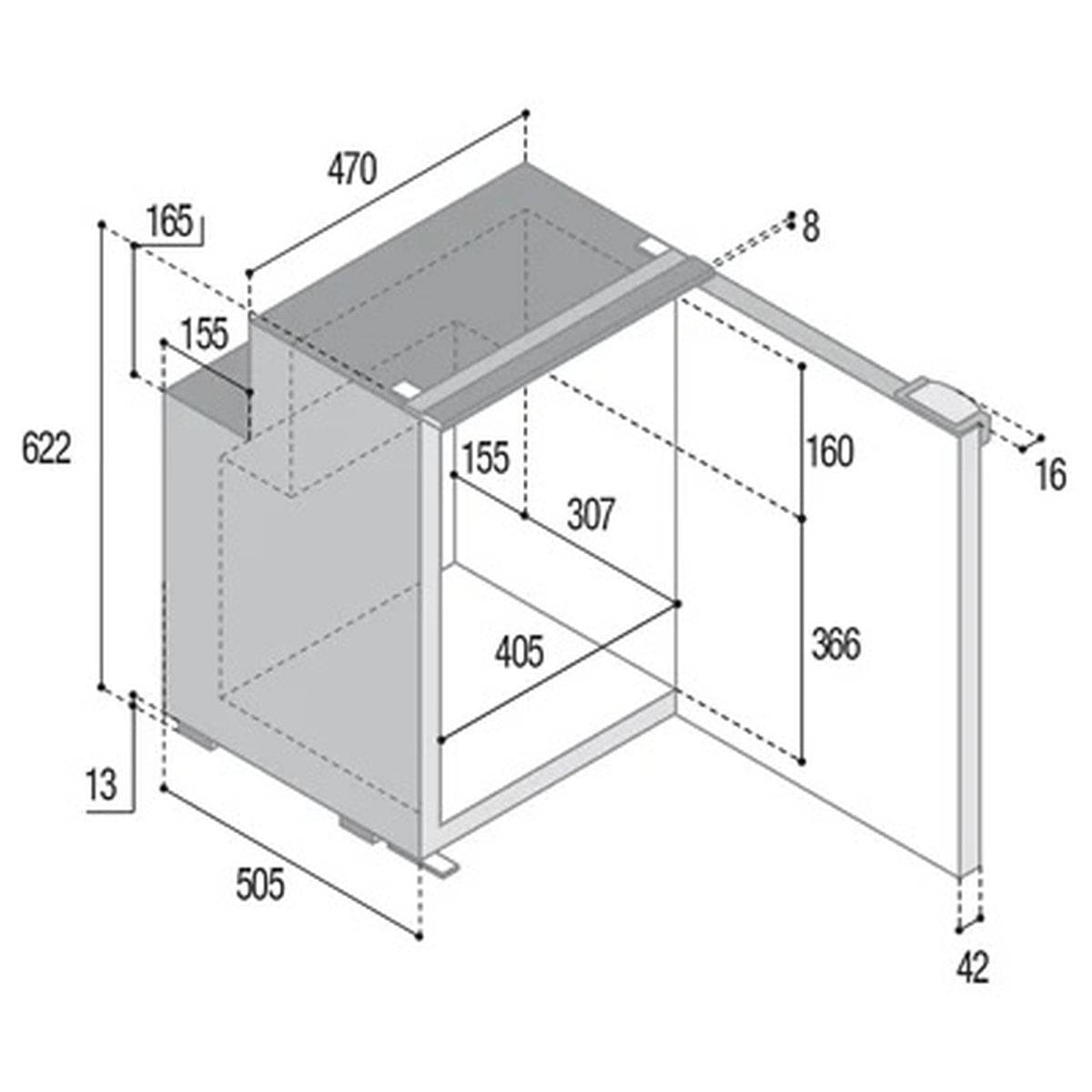 VITRIFRIGO Kompressor-Kuehlschrank C90i CHR 12-24 V 90 L mit Gefrierfach Grau